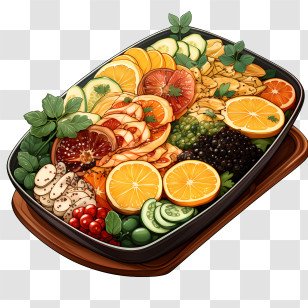 Bento Box - Platter Of Fresh Fruits And Vegetables Transparent PNG