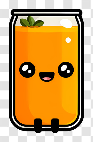 Juice Cute - Cute Orange Juice With Leaves Transparent PNG