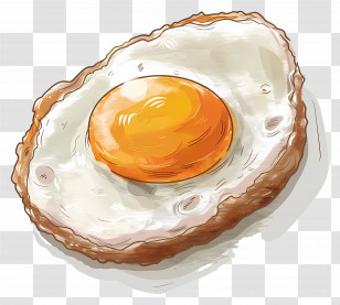 Fried Egg - Tasty Fried Egg In Art Style Transparent PNG
