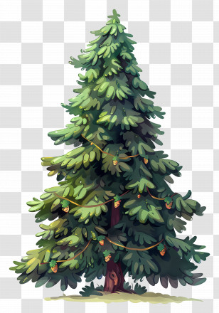 Christmas Tree - Lush Green Pine Tree Illustration Transparent PNG
