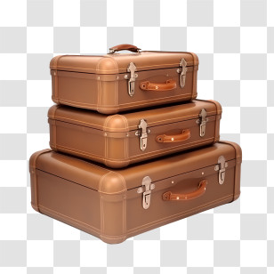 Vintage Suitcase - Stacked Brown Travel Suitcases Transparent PNG
