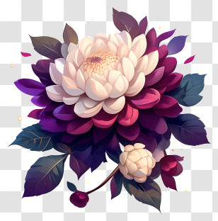 Dahlia Art - White And Purple Flower Arrangement Transparent PNG