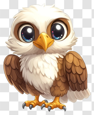 Chibi Eagle - Cute Cartoon Owl With Big Eyes Transparent PNG