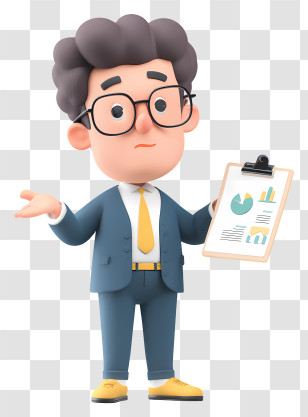 Businessman Giving Report - Man With Clipboard And Charts Transparent PNG