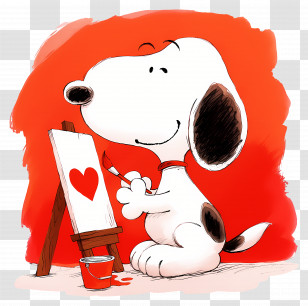 Snoopy Love - Dog Painting A Heart Transparent PNG