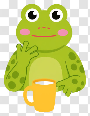 Cartoon Frog - Green Frog With A Mug Transparent PNG