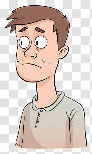 Sad Man - Nervous Man Cartoon With Worried Expression Transparent PNG