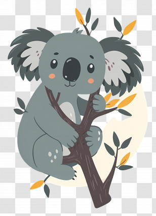 Cartoon Koala - Cute Koala On Tree Transparent PNG