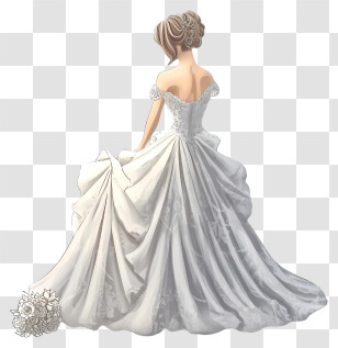 Bride Dress - Back View Of An Elegant Wedding Dress Transparent PNG