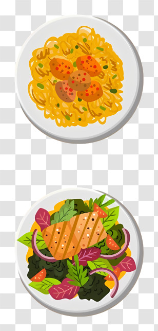 Thai Food - Pasta And Salad On Plates Transparent PNG