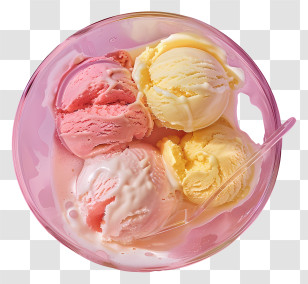 Ice Cream Bowl - Colorful Ice Cream Scoops Transparent PNG