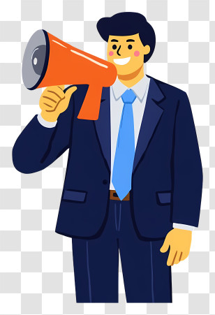 Businessman Holding A Megaphone - Man With Megaphone In Business Suit Transparent PNG
