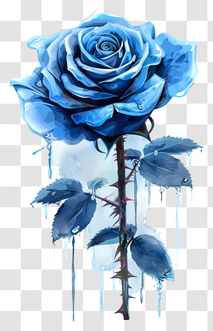 Blue Rose - Blue Rose With Water Droplets Transparent PNG