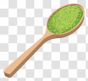 Matcha Powder - Green Powder On Wooden Spoon Illustration Transparent PNG