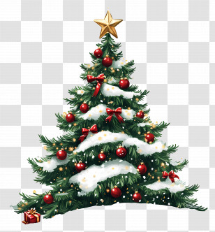 Christmas Card - Beautiful Decorated Christmas Tree Transparent PNG