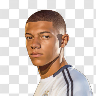 Kylian Mbappe - Digital Male Portrait Illustration Transparent PNG