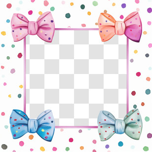 Bow Day - Colorful Frame Decoration With Bows Transparent PNG