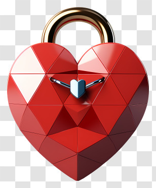 Key - Red Heart-Shaped Lock For Valentine Transparent PNG