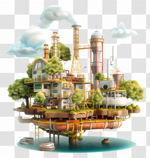 Petroleum - Industrial Oil Refinery With Complex Machinery Transparent PNG