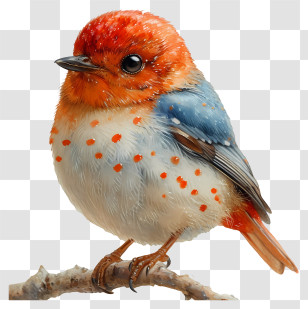 Bird - Red And Blue Bird Illustration Perched On Branch Transparent PNG