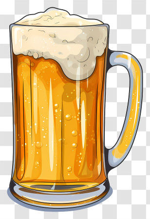 Beer Glass - Frosty Mug Of Beer With Foam Overflowing Transparent PNG
