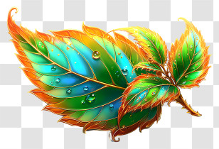 Fantasy Glowing Item - Vibrant Turquoise Gold Leaf Transparent PNG