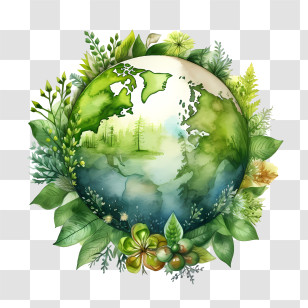 Green Planet Earth - Eco-Friendly Symbol: Green Earth With Leaves Transparent PNG