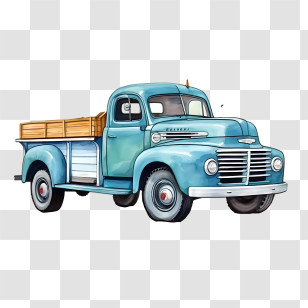 Vintage Truck - Blue Vintage Pickup Truck Illustration Transparent PNG