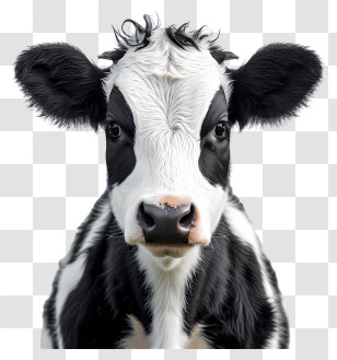 Cow Portrait - Black And White Cow Transparent PNG