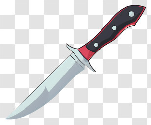 Knife - Cartoon Knife Illustration With Red Handle Transparent PNG
