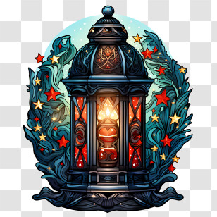 Christmas Lantern - Ornamental Lantern With Stars Decoration Transparent PNG