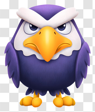 Eagle Mascot - Purple Angry Bird Cartoon Character Transparent PNG