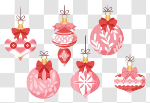 Pink Christmas Ornaments - Red And Pink Christmas Ornaments Transparent PNG
