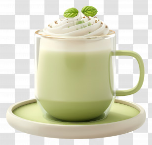 Matcha Latte - Green Matcha Latte With Whipped Cream Transparent PNG
