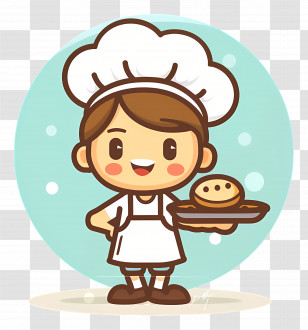 Chef Woman - Cute Cartoon Chef Holding Pie Transparent PNG