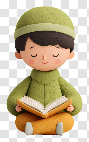 Boy Reading Quran - Boy Reading Cartoon Illustration Transparent PNG