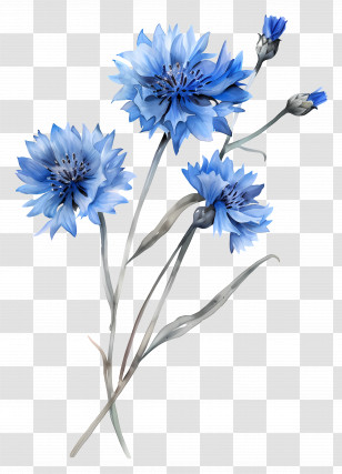Blue Cornflowers - Blue Flowers Transparent PNG