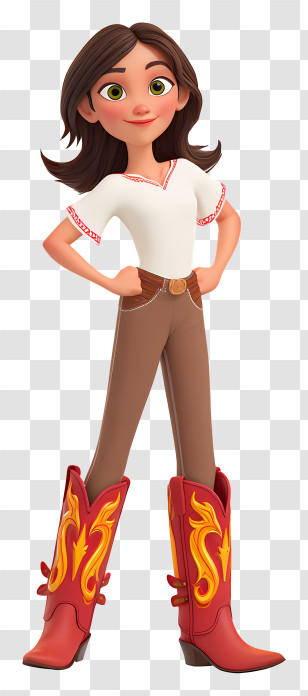 Lucky Prescott - Confident Girl In Red Cowboy Boots Transparent PNG