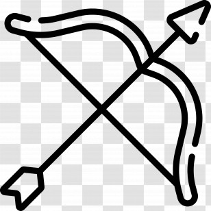 Bow Arrow - Black Bow And Arrow Transparent PNG