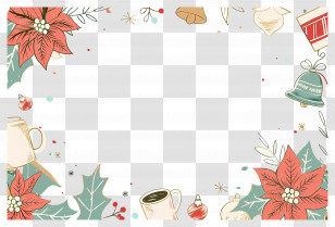 Christmas Background - Christmas Frame With Poinsettia Flowers Transparent PNG
