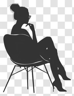 Girl Silhouette - Silhouette Of A Woman Sitting In A Chair Transparent PNG