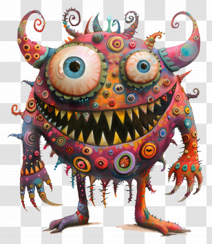 Silly Monster - Colorful Cartoon Monster Illustration Transparent PNG