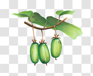 Fruit - Green Fruits On Branch Transparent PNG