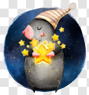 Clipart - Cute Mole Holding Star At Night Transparent PNG