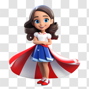 Costa Rica Independence Day - Smiling Girl In Red And Blue Dress Transparent PNG