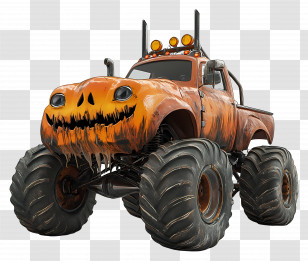 Halloween Monster Truck - Spooky Pumpkin Monster Truck For Halloween Transparent PNG