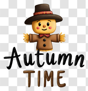 Autumn Logo Word - Autumn Scarecrow Seasonal Lettering Transparent PNG