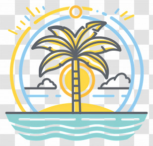 Beach Logo - Tropical Palm Tree Illustration Transparent PNG