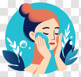 Girl Cleaning Face - Woman Cleansing Face Illustration Transparent PNG