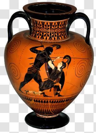 Ancient Greek - Ancient Greek Vase With Warrior Design Transparent PNG